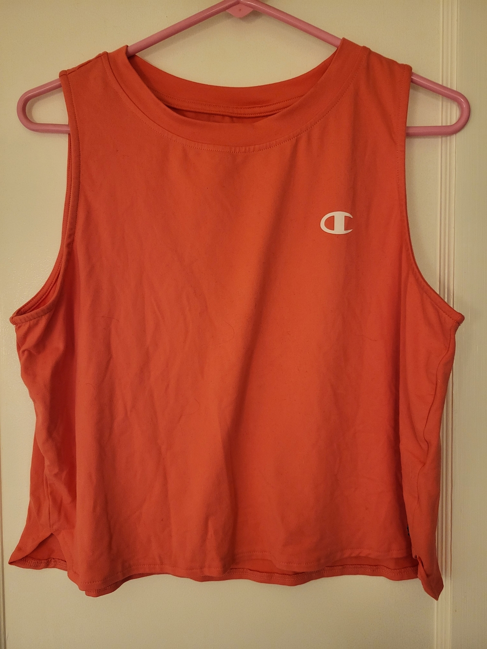 Champion Bright Pink Muscle Tank with White Logo